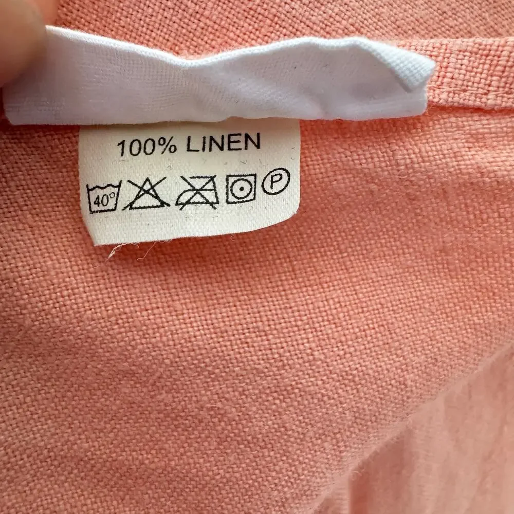 LINGE PARTICULIER The Original Washed Linen Japanese Smock Apron in Peach